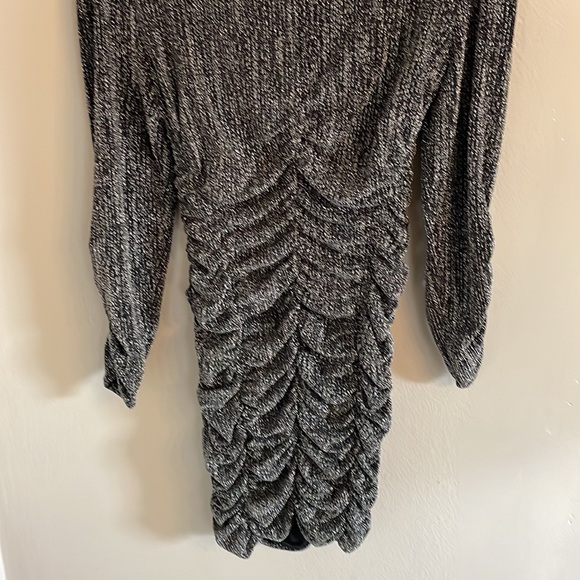 ZARA Silver Metallic Thread Ruched Dress dress like new - Picture 8 of 13